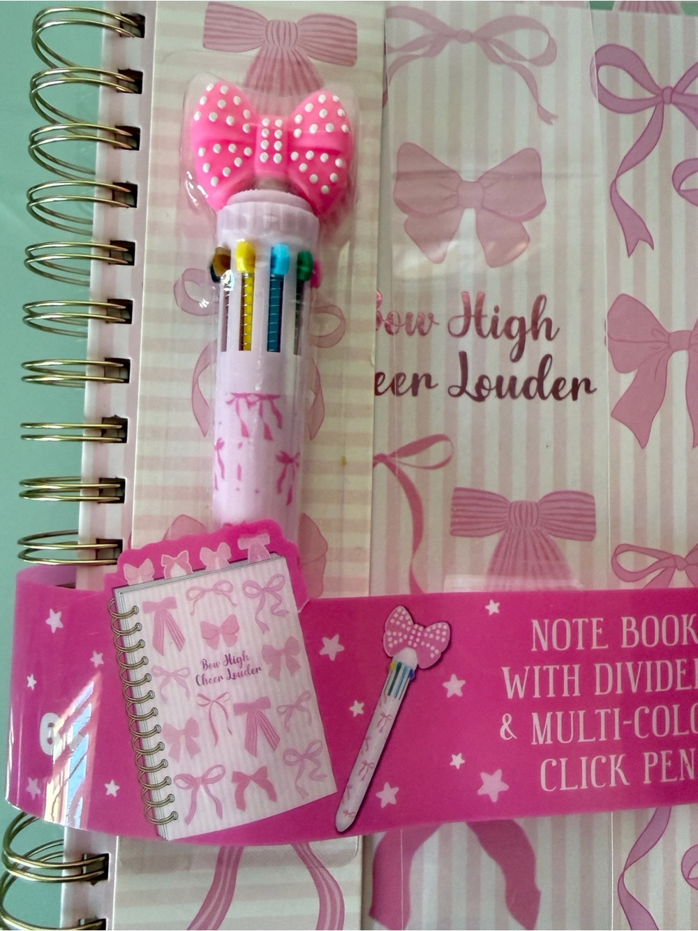 Pink Bow Notebook with Multi-Color Click Pen - Picture 4 of 8